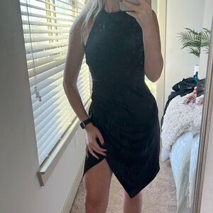 Black midi slit halter dress NEW WITH TAGS